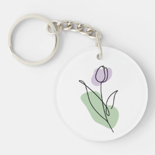 Flower Line Art   Key Ring