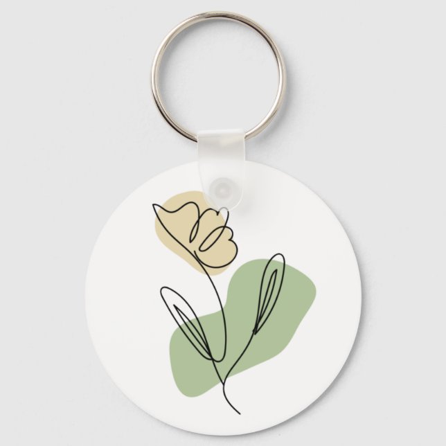 Flower Line Art  Key Ring (Front)