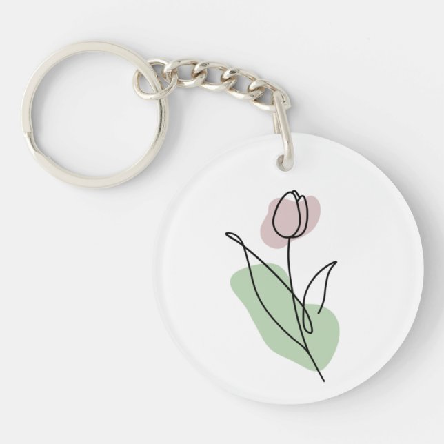 Flower Line Art    Key Ring (Front)