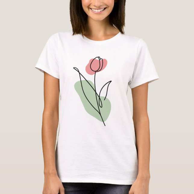 Flower Line Art T-Shirt (Front)