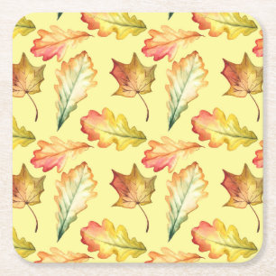 Flower Line Drawing Square Paper Coaster