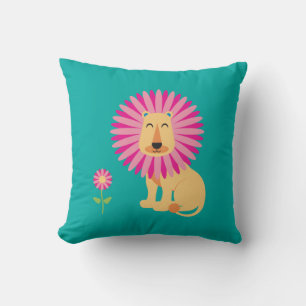 Flower Lion Throw Pillow