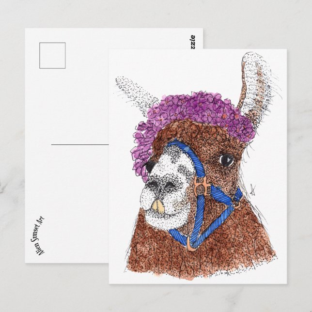 Flower Llama Postcard (Front/Back)
