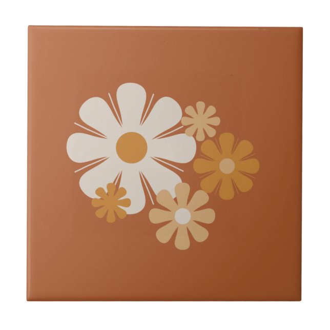 Flower Locus Retro Minimalist Floral Pattern Ceramic Tile (Front)