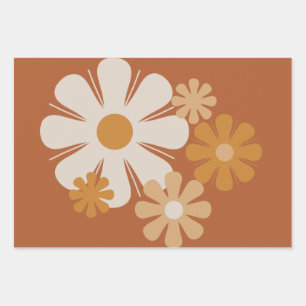 Flower Locus Retro Minimalist Floral Pattern Wrapping Paper Sheet