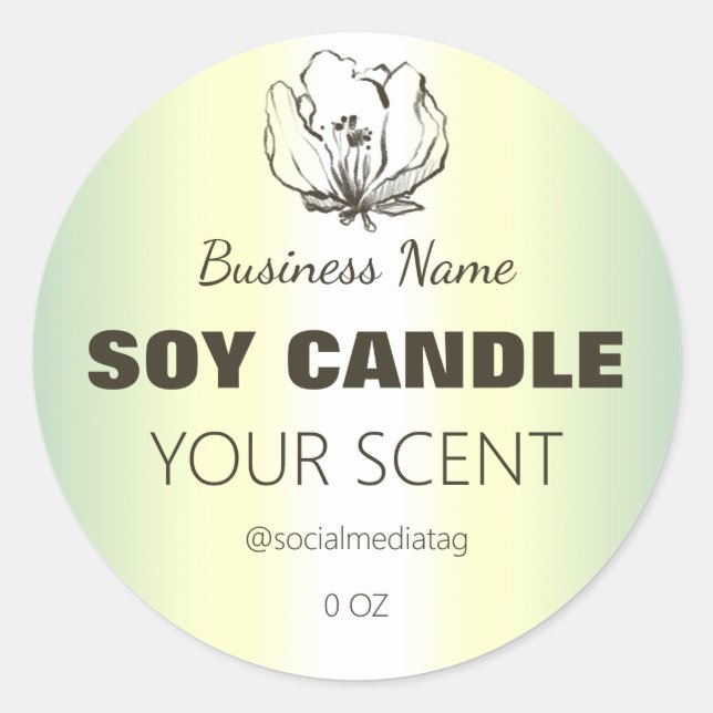 Flower Logo Holographic Soy Candle Product Labels (Front)