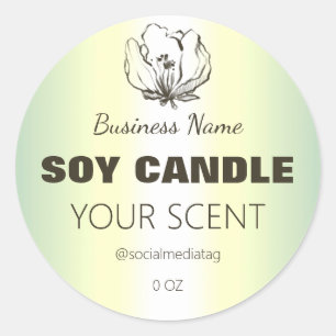 Flower Logo Holographic Soy Candle Product Labels