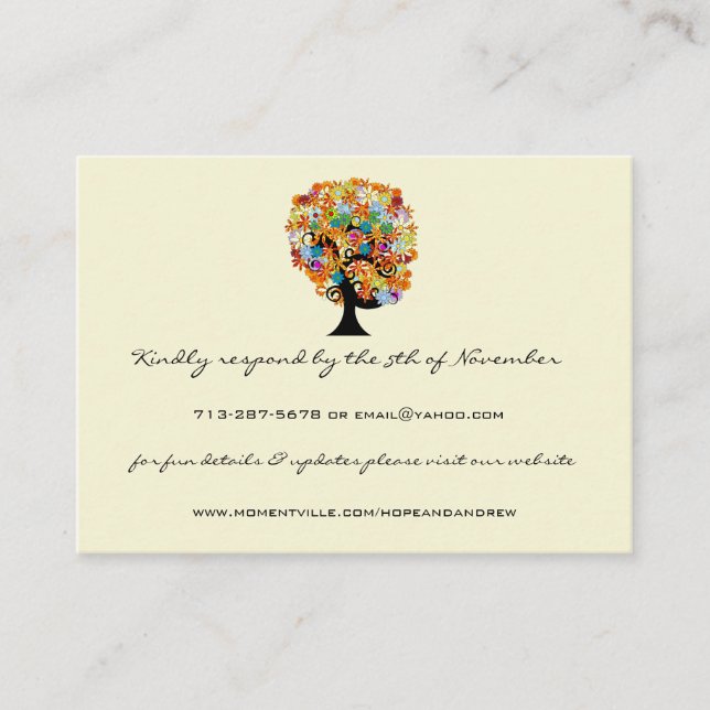 Flower Love Tree Response and Website Cards (Front)