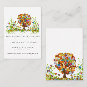 Flower Love Tree Response RSVP and Website Cards