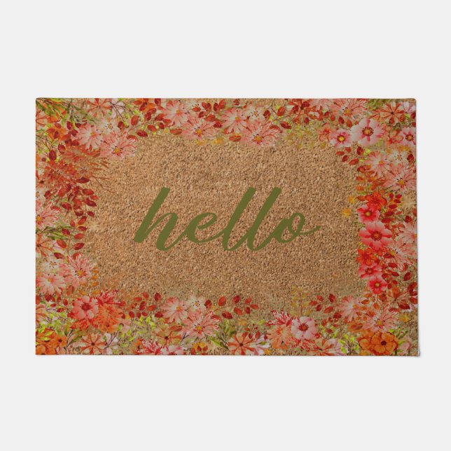 Flower Lover Gift, Hello Doormat, Colourful Flower Doormat (Front)
