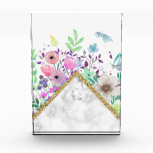 Flower Lover Minimal Gold Flowers Photo Block
