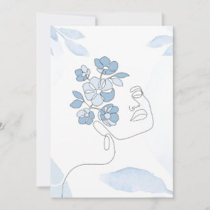 Flower Lover Minimalist Portrait Art Save The Date