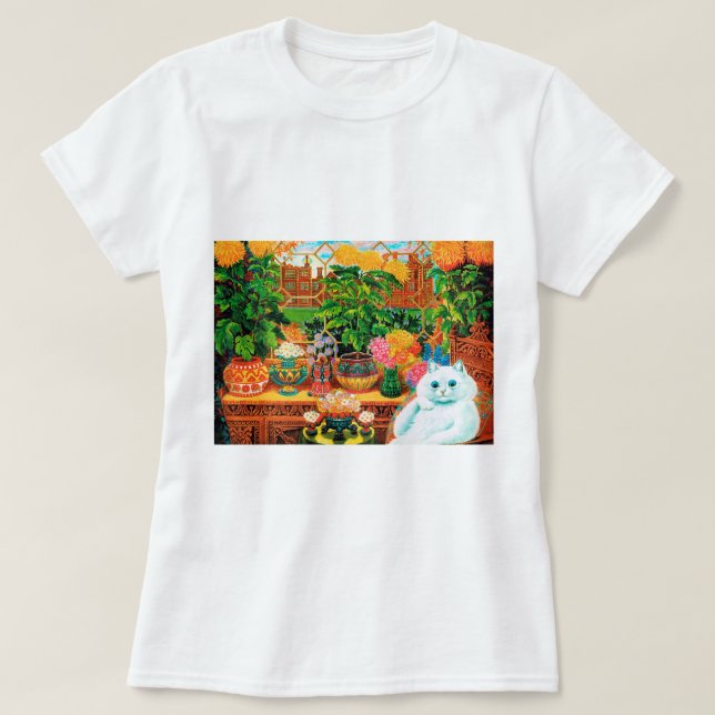 Flower Lovers Cat, Louis Wain T-Shirt (Design Front)