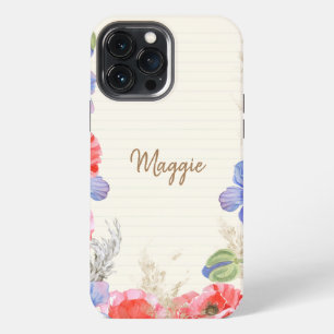 Flower lovers pretty pastel monogram script pink iPhone 13 pro max case