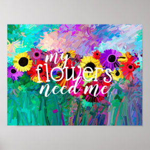 flower lovers quote on colourful abstract art poster