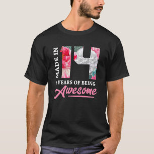 Flower Made In 2014 8 Year Of Being Awesome 8th Bi T-Shirt
