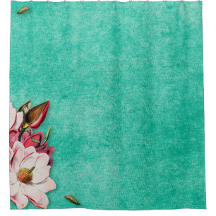 Flower magnolia paper vintage old shower curtain