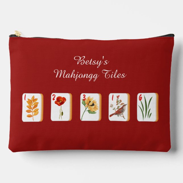 Flower Mahjong Tiles Accessory Bag (Front)