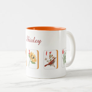 Flower Mahjong Tiles Personalised Mug