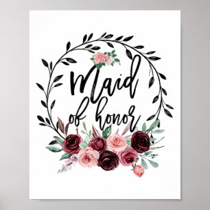 Flower Maid Of Honour Shower Wedding Bachelorette Poster