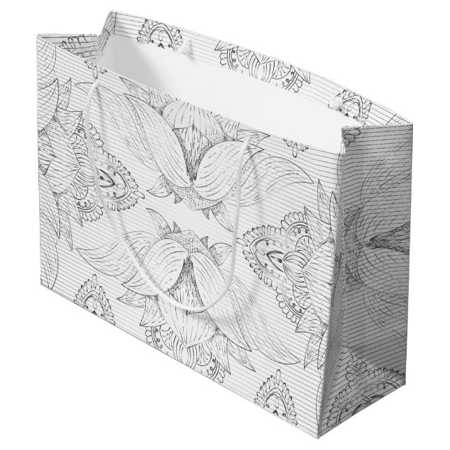 Flower Mandala 3 Large Gift Bag (Back Angled)