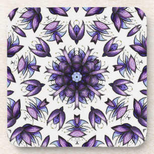 Flower Mandala Abstract Kaleidoscopic Pattern Coaster