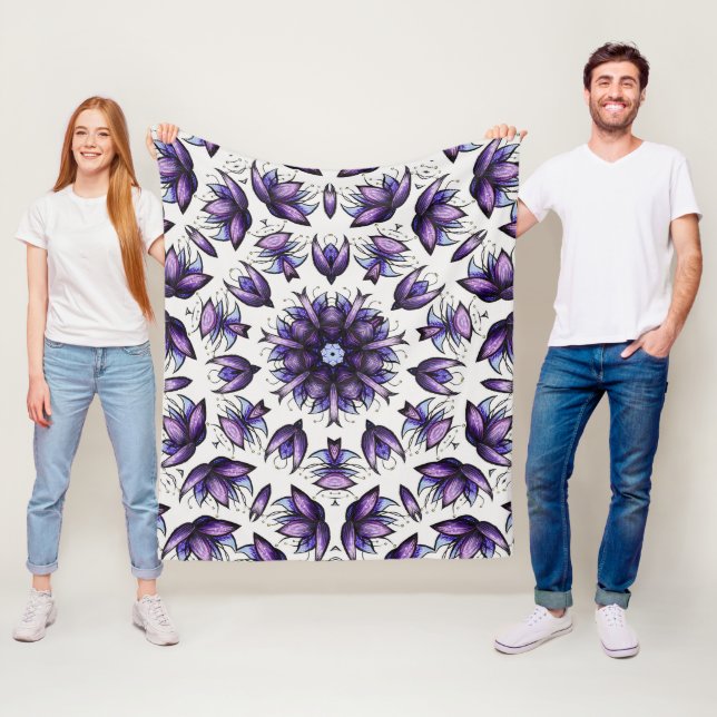 Flower Mandala Abstract Kaleidoscopic Pattern Fleece Blanket (In Situ)