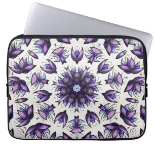 Flower Mandala Abstract Kaleidoscopic Pattern Laptop Sleeve