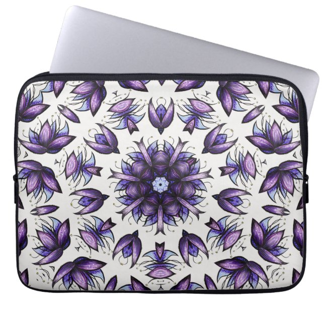 Flower Mandala Abstract Kaleidoscopic Pattern Laptop Sleeve (Front)