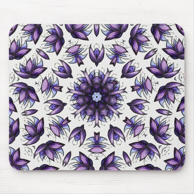 Flower Mandala Abstract Kaleidoscopic Pattern Mouse Pad (Front)