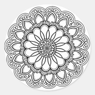 FLOWER MANDALA ART FOR SPIRITUAL MEDITATION CLASSIC ROUND STICKER