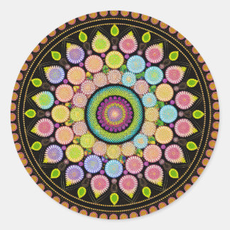 FLOWER MANDALA ART FOR SPIRITUAL MEDITATION CLASSIC ROUND STICKER