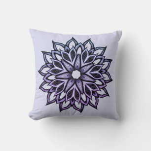 Flower Mandala Blue Violet Floral Art Cushion