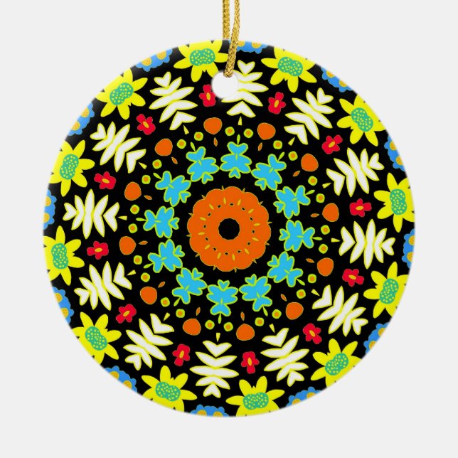 Flower Mandala Ceramic Ornament (Front)