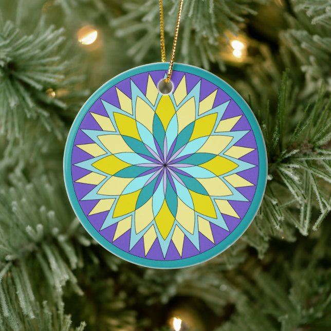 Flower Mandala Ceramic Ornament (Tree)
