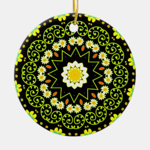 Flower Mandala Ceramic Tree Decoration