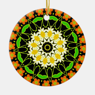 Flower Mandala Ceramic Tree Decoration