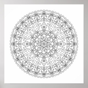 Flower Mandala Colouring for Adults Poster