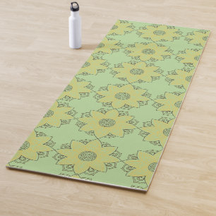 Flower Mandala Green & Yellow Yoga Mat