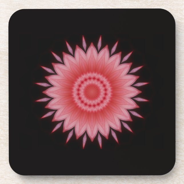 Flower Mandala in Pink Coaster (Front)