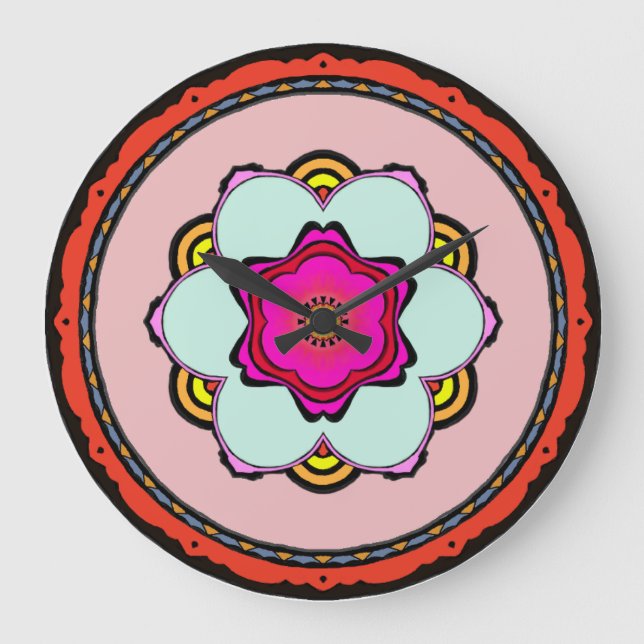Flower mandala Wall Clock (Front)