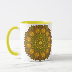 Flower Mandala With Glowing Shades of Yellow Mug