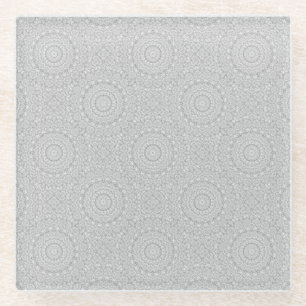 Flower Mandalal_MG_2221 BlackNWhite Glass Coaster