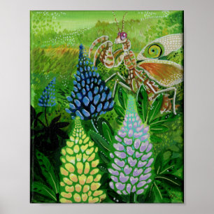 Flower Mantis Painting Poster