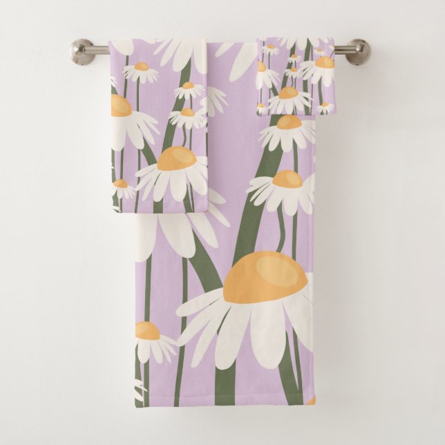 Flower Market Amsterdam Abstract Retro Daisies Bath Towel Set (Insitu)