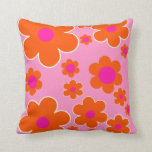 Flower Market Amsterdam Retro Flowers Pink Orange Cushion<br><div class="desc">Flower Market Amsterdam: Floral Art – Retro Flowers Print – Pink and Orange.</div>