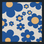 Flower Market Athens Floral Blue Yellow Flowers Faux Canvas Print<br><div class="desc">Flower Market Athen: abstract floral art – retro flowers print – blue and yellow flowers.</div>