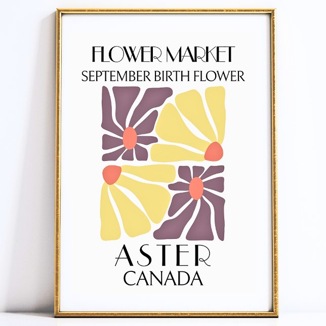 Flower Market Birth flower SEPTEMBER Art Print (September Birth Flower ASTER Art Print)