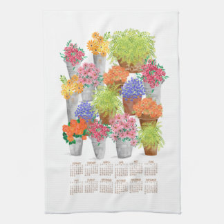 Flower Market Calendar Kitchen Towel