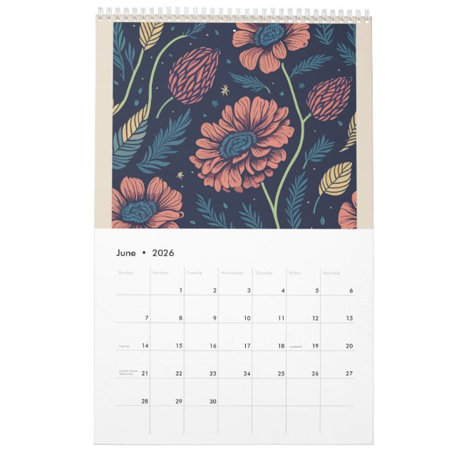Flower Market Calendar Pretty (Jun 2026)